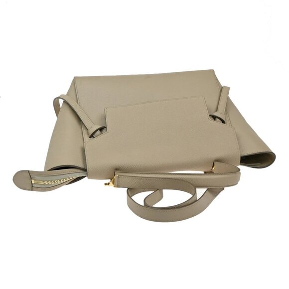 CELINE Logo Belt Bag Mini 2Way Shoulder Hand Bag Leather Beige GHW Italy 42RF556 - Picture 12 of 15